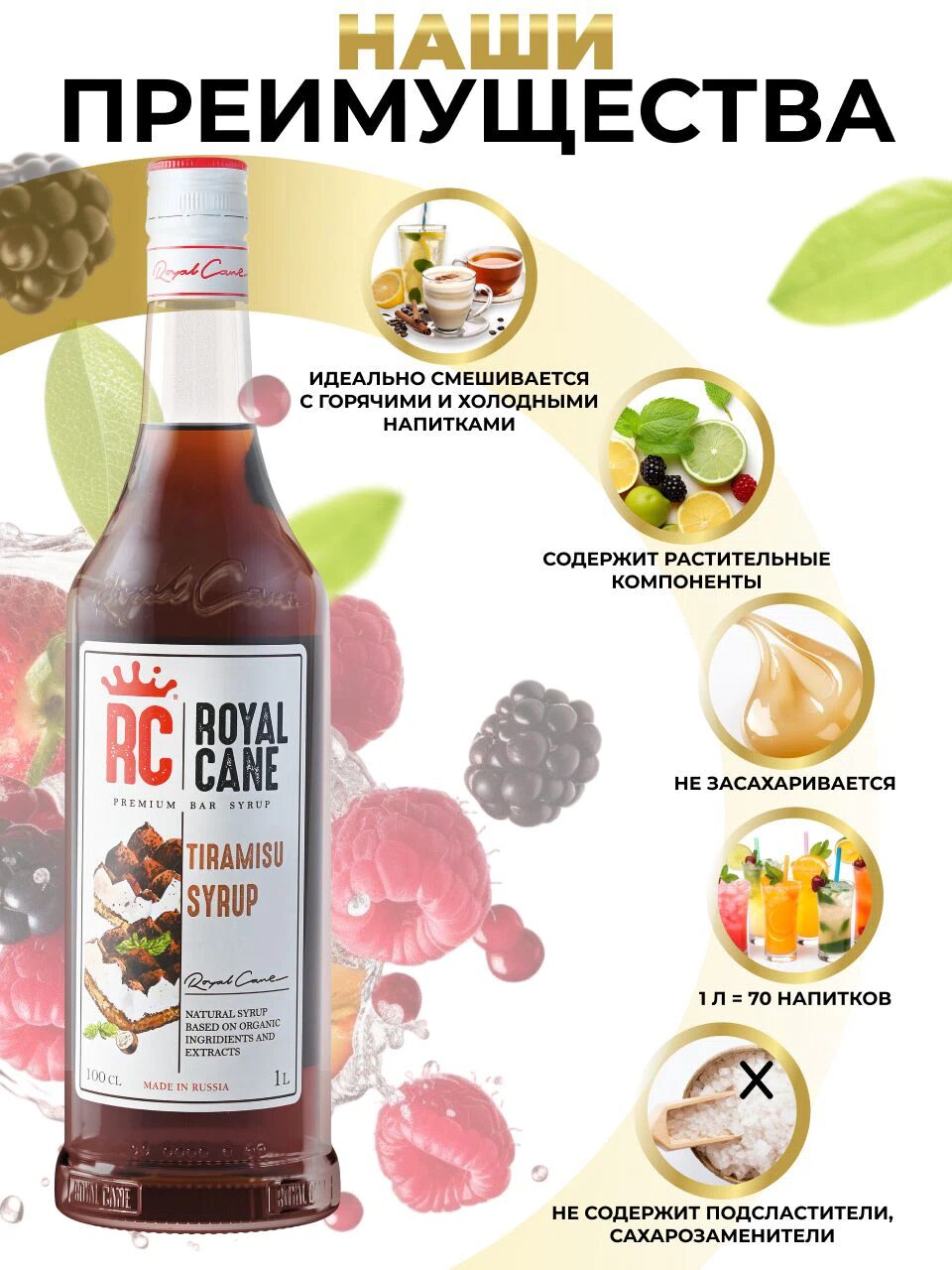 Сироп Royal Cane Тирамису для кофе, лимонада, коктейлей, чая, десерта, мороженого, 1л — изображение 2