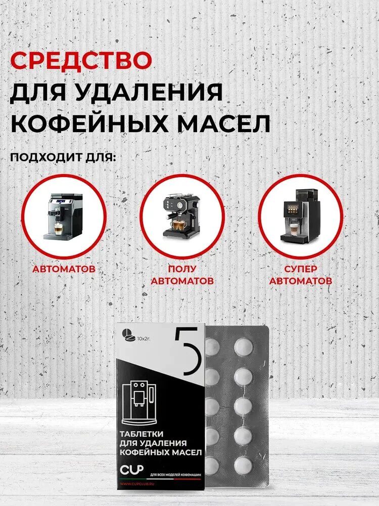 Средство для удаления кофейных масел в таблетках CUP 5 упак. блистер 10 шт х 2 гр — изображение 3